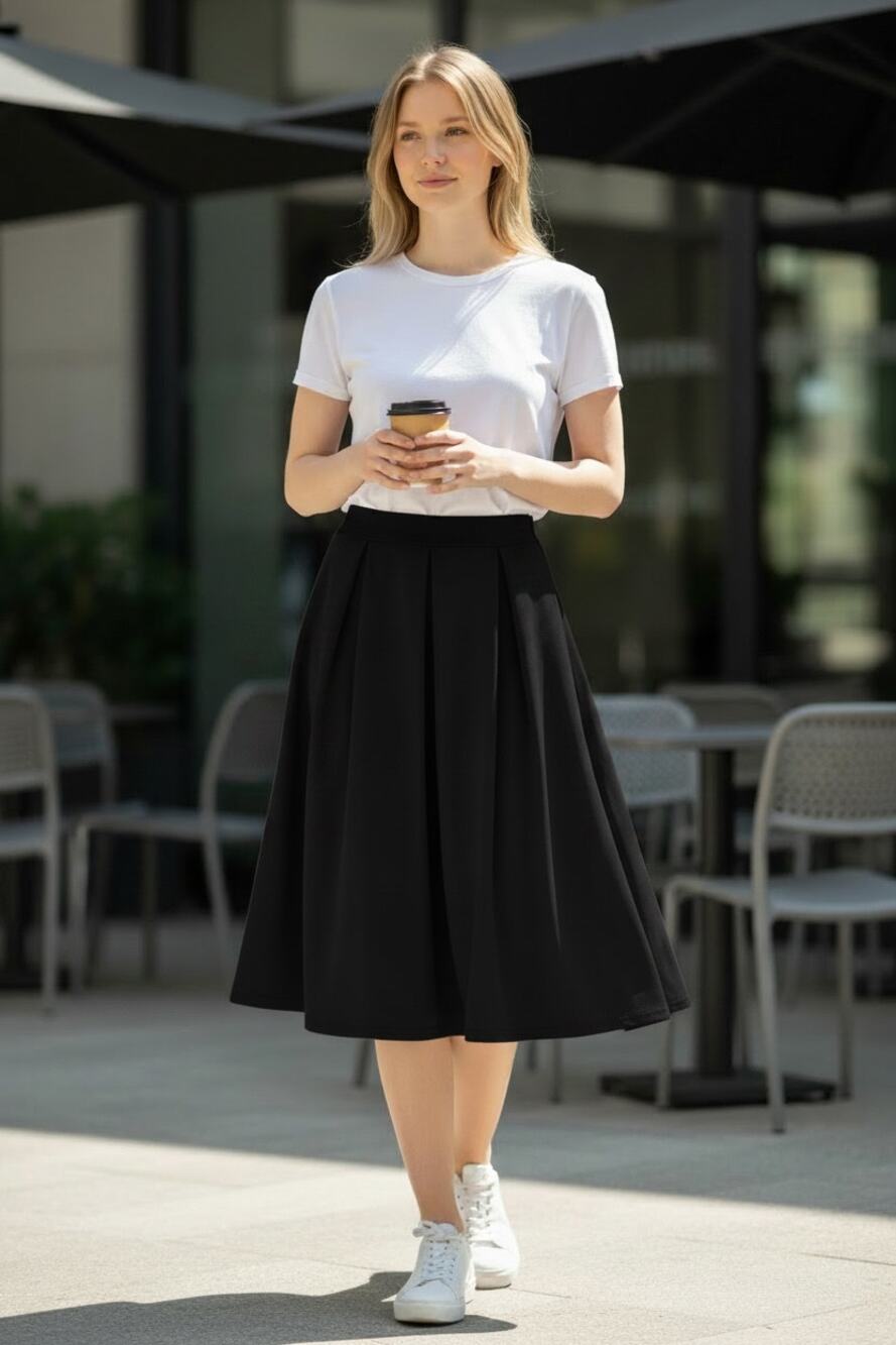 HALARA Skirt Size M NEW Black Midi Fit Flare